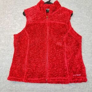 L.L. Bean Red Fleece Vest Size L